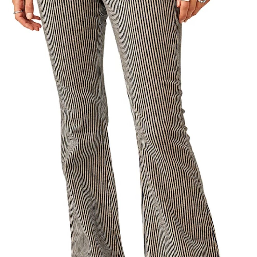 Free People Women's Cotton-Blend Jayde Flare Railroad Jeans (NWT)